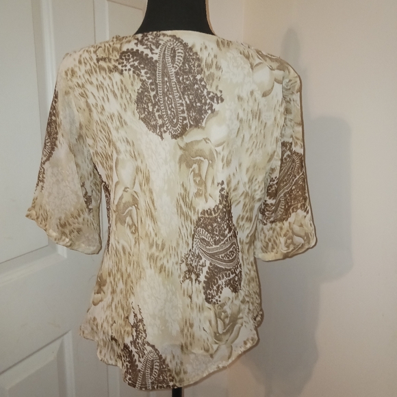 Beige and Brown Women's Top - Picture 3 of 5